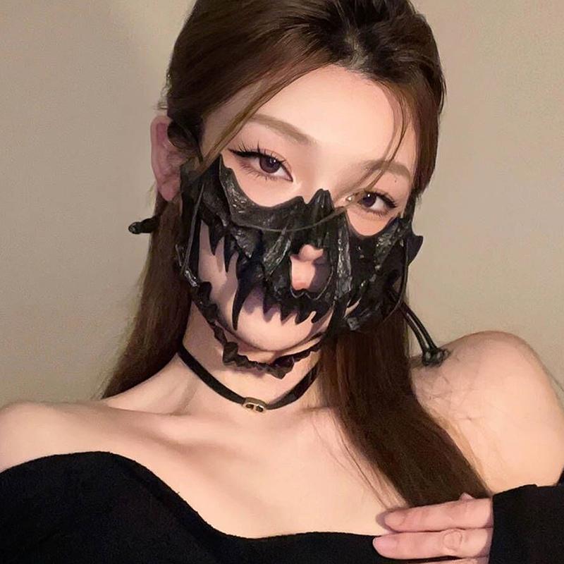 Halloweenská maska ​​Maska na půl obličeje Cos Dragon God Divoký Tiger Night Fork Tengu Man Wolf Mask Performance Skull Masks