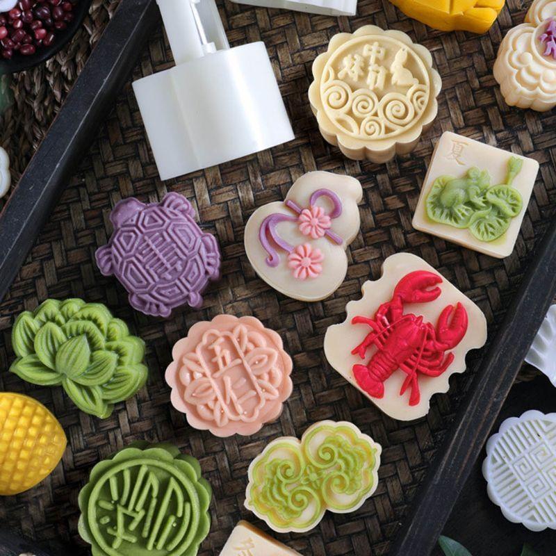 Hand Pressure Moon Cake Mold for Mid-Autumn Festival 50g Lucky Bag Cookie Cutter Stamp DIY Bakeware Mould Kitchen top sale