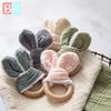 100% Baumwolle Baby Hasenohr Beißring Hase Buchenholz Holzrassel Beißring Sicher Bio Holzring Stilltraining Beißringe Spielzeug