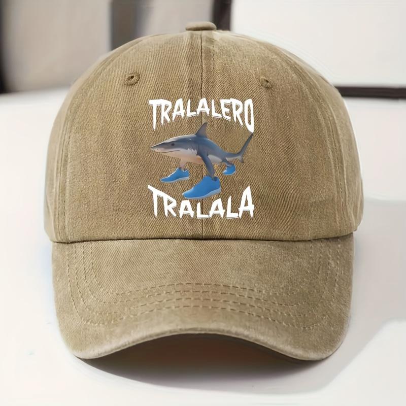 pc Tralalero Tralala Shark Letter Print Adjustable Retro Washable Baseball Cap Unisex Street Style Outdoor Sun Hat  Perfect G