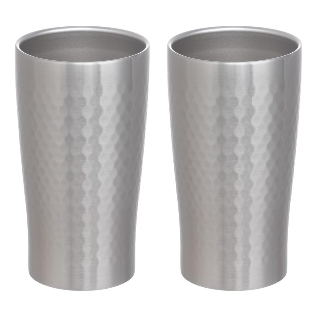 Maebata Luxe Pair of Thermo Silver 51350 Tumblers, & Silver, 340ml,