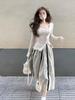 Frilly Long-Sleeve Knit Top with Irregular Slit - Women's Autumn Collection