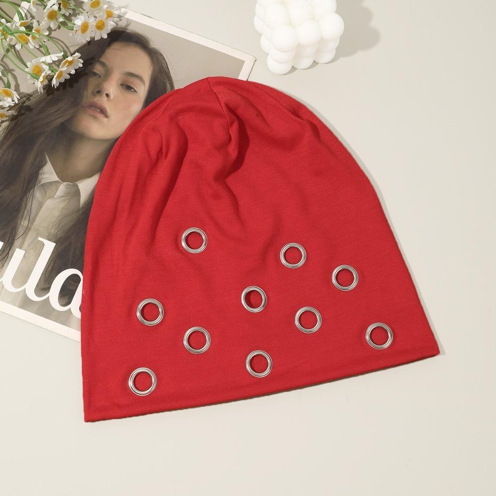 Mode Weich Elastisch Punk Hohl Kappe Metall Augen Warm Sport Winddicht Hut Bandana Turban Stirnband Herbst Winter red