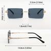 3 piece Set of Fashionable Square Frameless Rectangular Metal Fashion Glasses Suitable for Both Men and Women