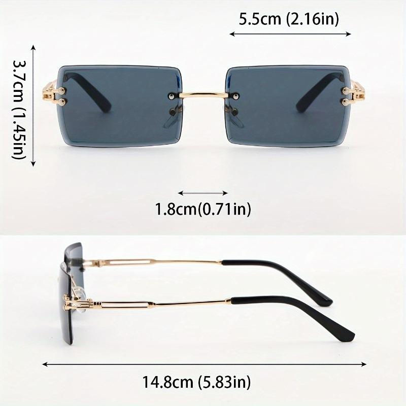 3 piece Set of Fashionable Square Frameless Rectangular Metal Fashion Glasses Suitable for Both Men and Women