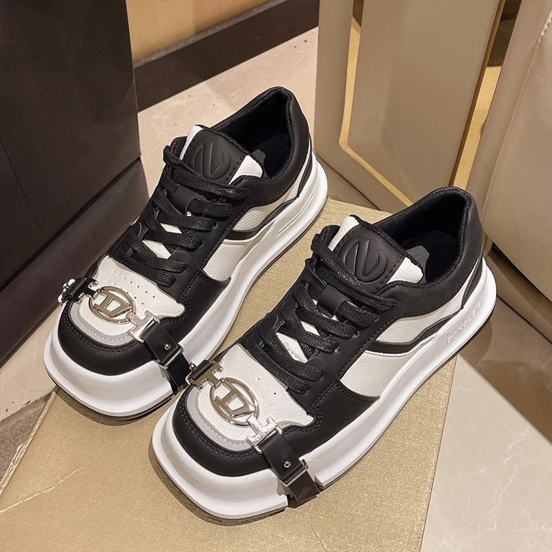 

Niche design shoes women s 2025 new popular spring white shoes thick sole heightening fashion casual board shoes tide 40 чёрный