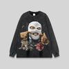 American Vintage Oil Paint Print Distressed Wash Short Sleeve T-Shirt Unisex Streetwear Hip Hop Couples Fashion