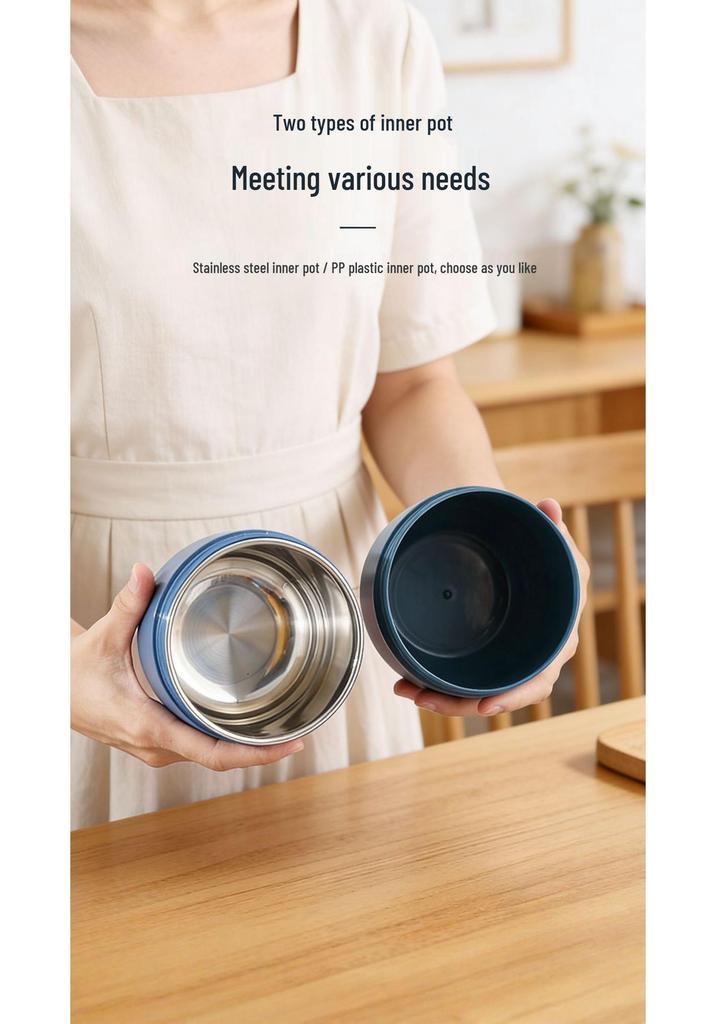 Portable Insulated Stainless Steel Soup Bowl with Spoon for Office, Students, and Children
