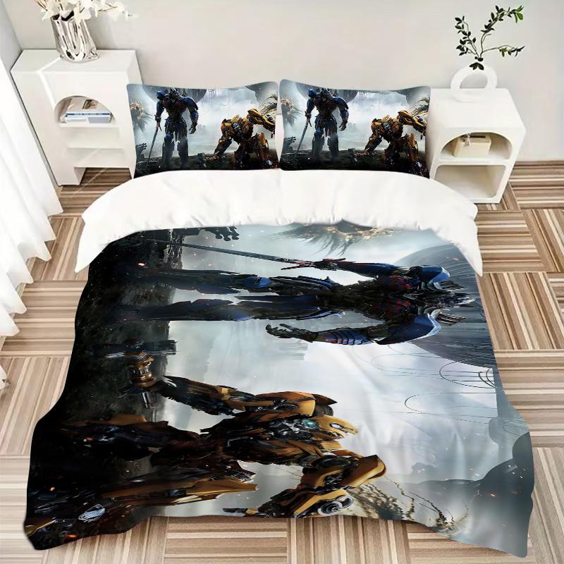 Transformers Cybertronian Warriors Printed 3pcs Bedding Set Soft Microfiber 1 Duvet Cover And 2 Pillowcases Home Bedroom Decor Xmas Gift K1857