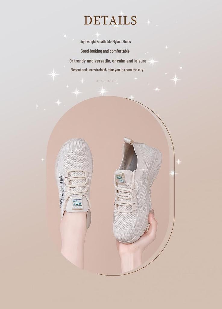 Red Dragonfly Women's Flyknit Spring Sneakers - Lightweight, Thick-Sole, Breathable, Casual Shoes for Travel and Sports.