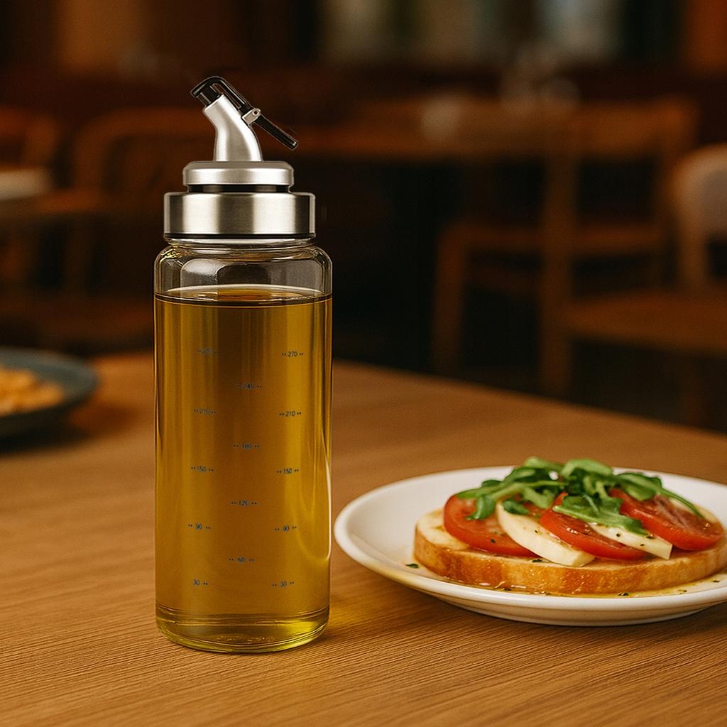 Glass Container Dispenser with Scale 300 ml for oil, sauce, vinegar, syrup
