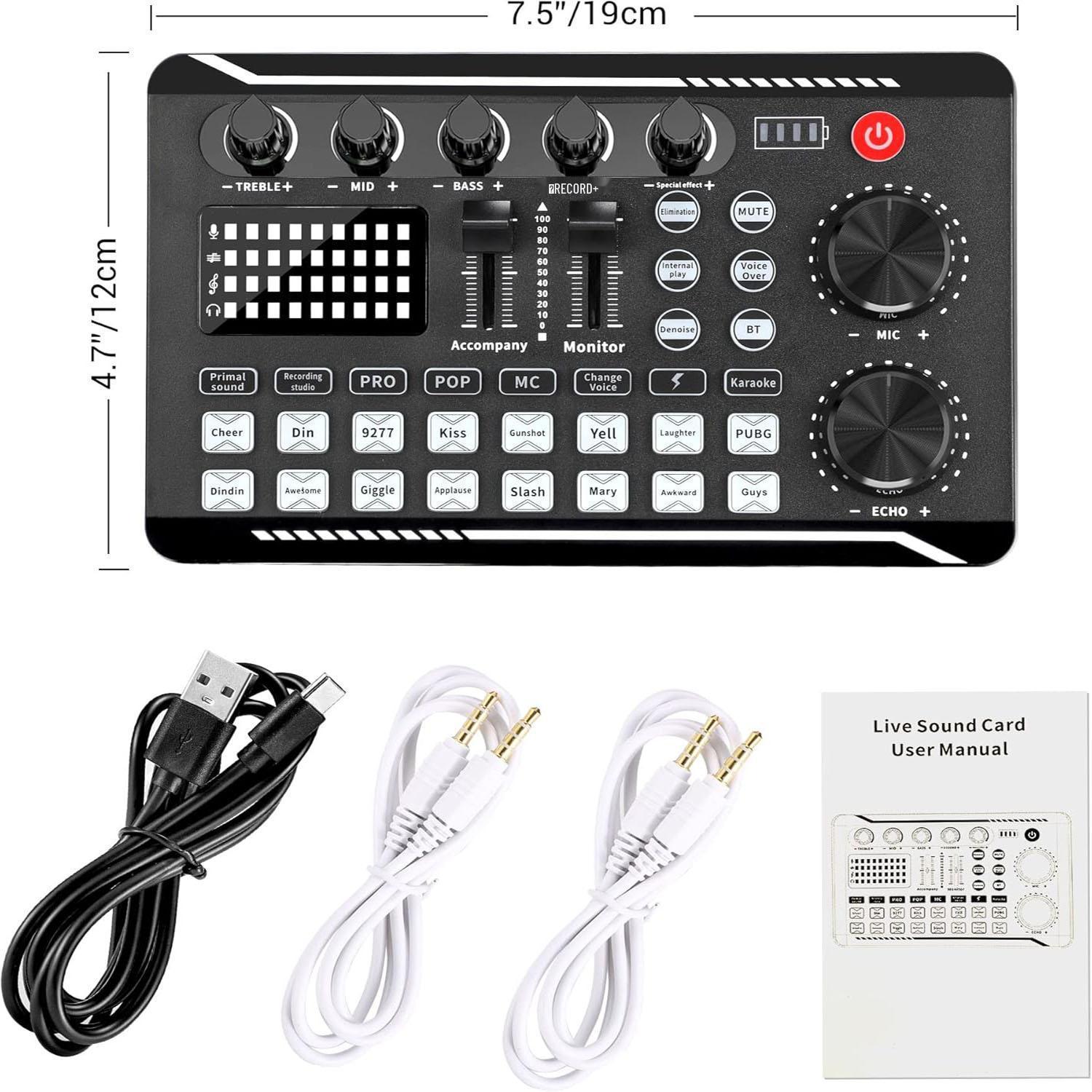 

F998 Sound Card with English Manual, Compatible with BM800 Set чорний