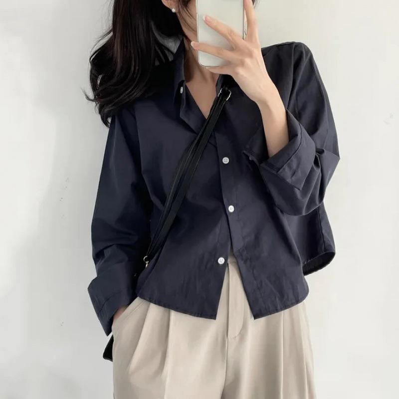 Spring 2025 Korean Chic Women's White Shirt: Loose-Fit Top for Petite Sizes