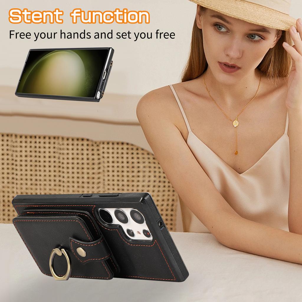 Crossbody Leather Phone Case for Samsung Galaxy S25 Ultra S25Edge S24 Plus S23 S20 FE S22 Note20 A56 A36 Ring Card Holder Wallet