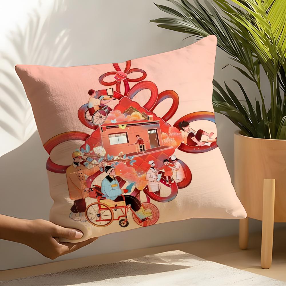 3 Retro Japanese Style Prints Pillow Case Home Living Room Decoration Linen Pillowcover Pillow Cases Cushion Cover