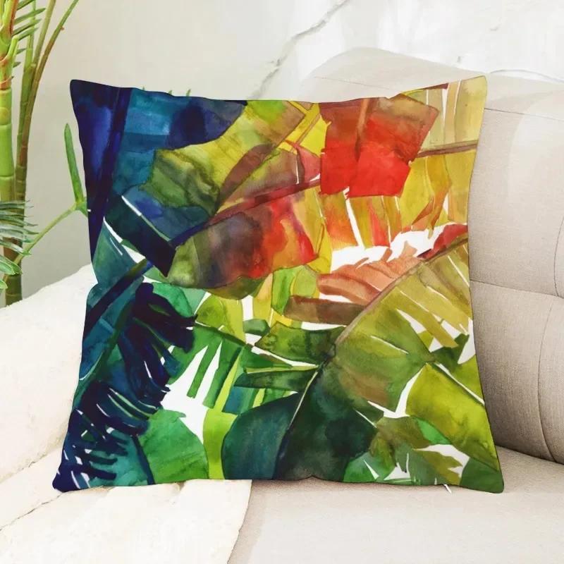 Bedroom Decorative Pillows Tropical Plant Leaves Printed Cushion Covers Home Living Room Sofa