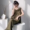 Summer Crew Neck Sleeveless Vest Two-piece Set Cotton and Silk Pajamas Women's Summer Cotton Silk Women's Summer Suit Dress