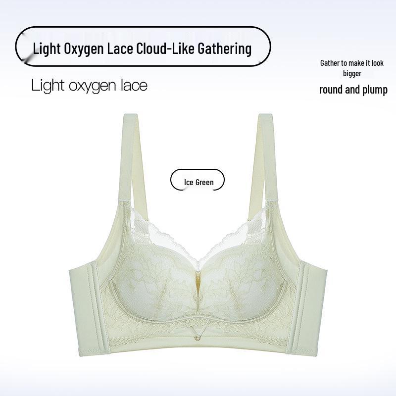 Women's Lace Push-Up Wireless Bra: Medium Thick, Anti-Sagging, Adjustable Support