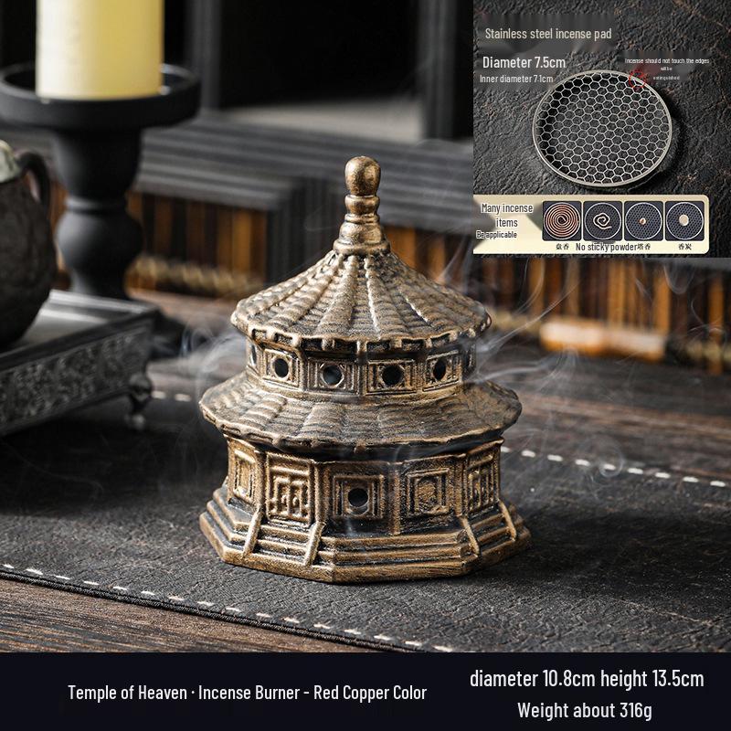 Zen Pagoda Ceramic Incense Burner - Aromatherapy Ornament for Office or Home, Black Pottery Holder for Sandalwood Incense.