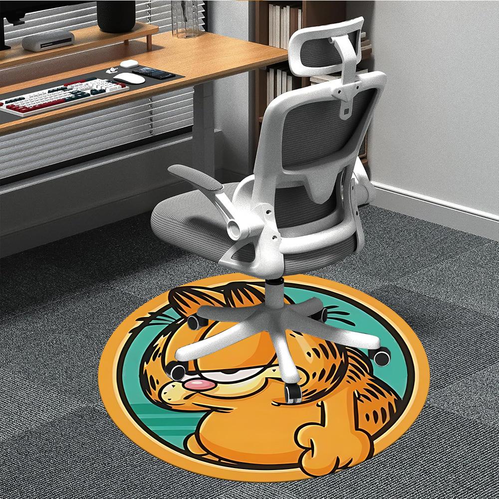 

1pc Garfield Cat Office Round Area Rug, Under Office Chairs Bedroom Living Room Home Decor, Available in Various Sizes 80cm by 80cm