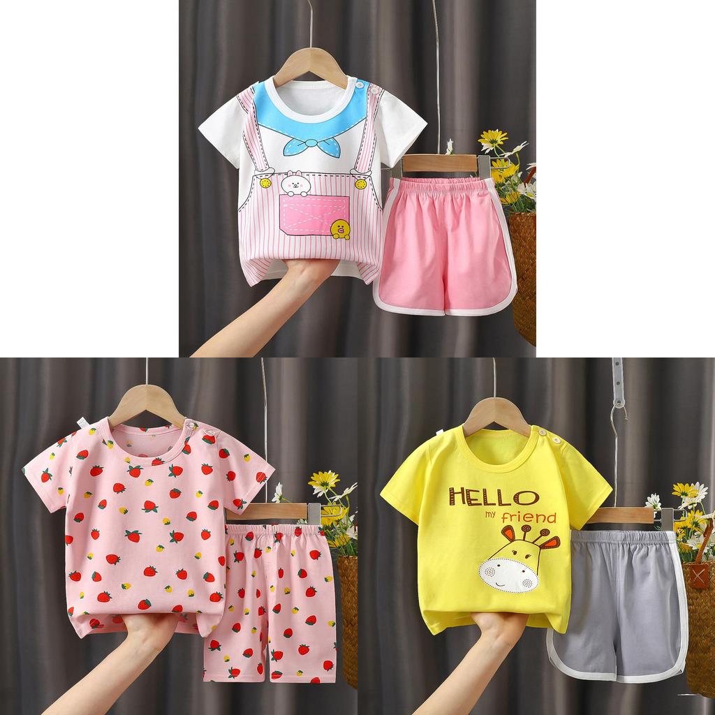 Baby Cotton T Shirt And Shorts Set With Animal Prints For Summer Toddler Wear
