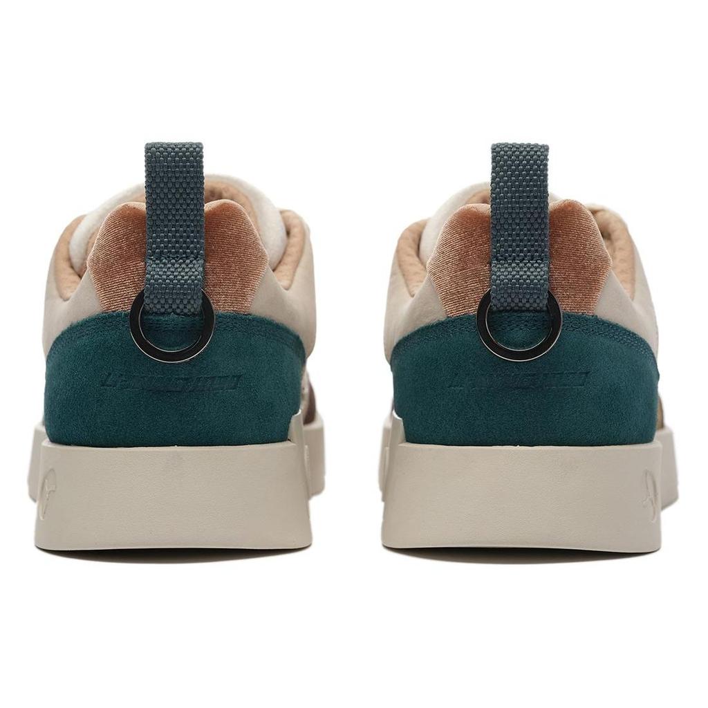 Li-Ning 1990 Wind Chime Retro Color Block Non-Slip Wear-Resistant Low-Top Skate Shoes Men Sneakers Beige Green ALHS043-1