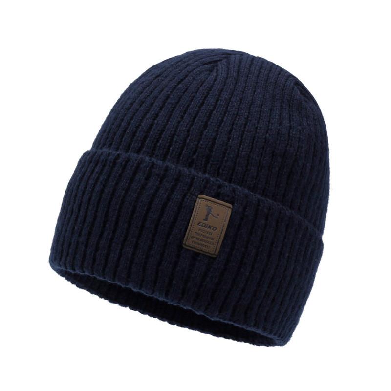 Knitted Hat For Men With Letter R Design Warm Windproof Winter Cap For Casual Style