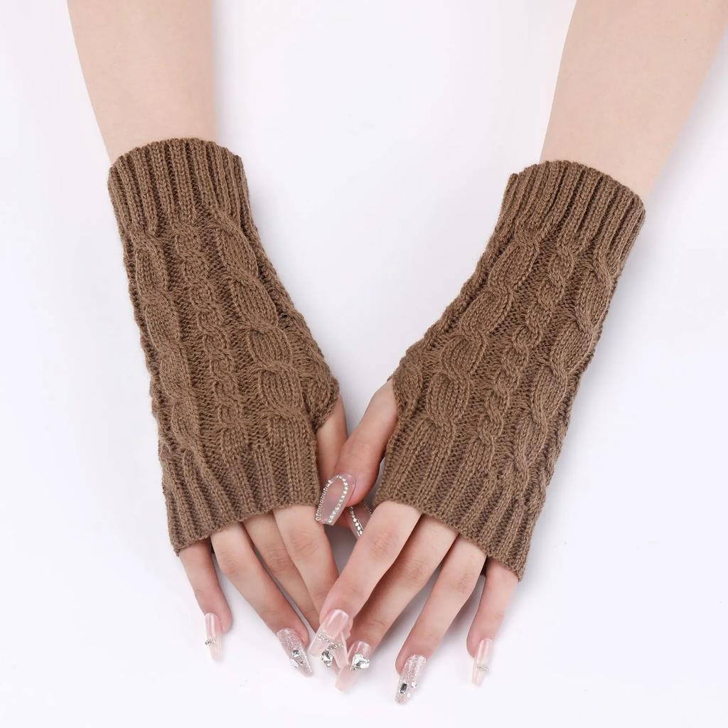 Burgunderrote Halbfinger-Winterhandschuhe für Damen und Herren, Weihnachten, Neujahr, Winter, weiche, warme Strickhandschuhe, fingerlose Fäustlinge