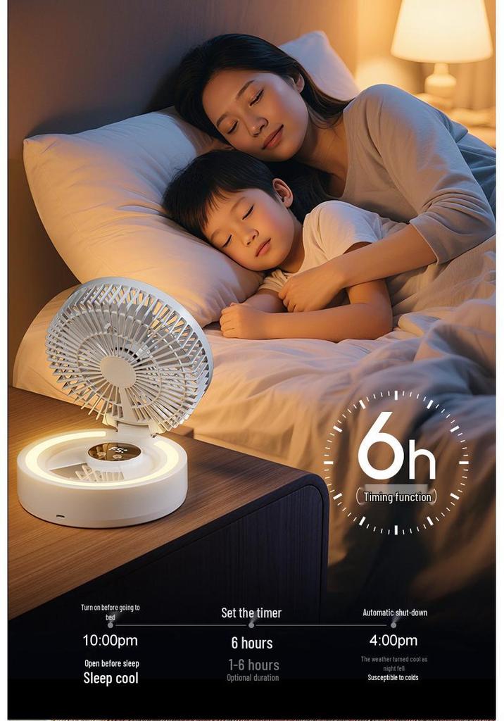 Foldable USB Fan with Mirror: Compact Multi-Functional Fan for Home, Office, or Dorm.