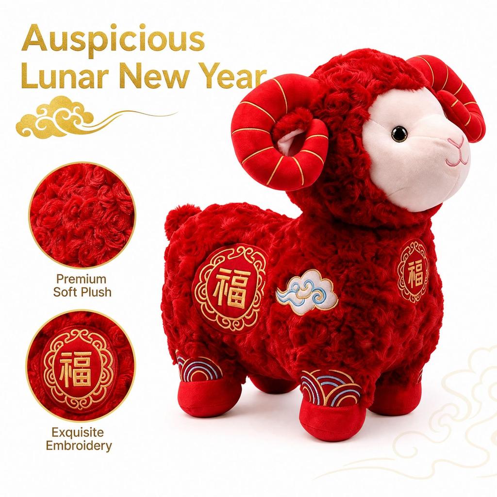 eep Year Mascot Plush Toy Bag Sheep Doll New Year Gift Doll
