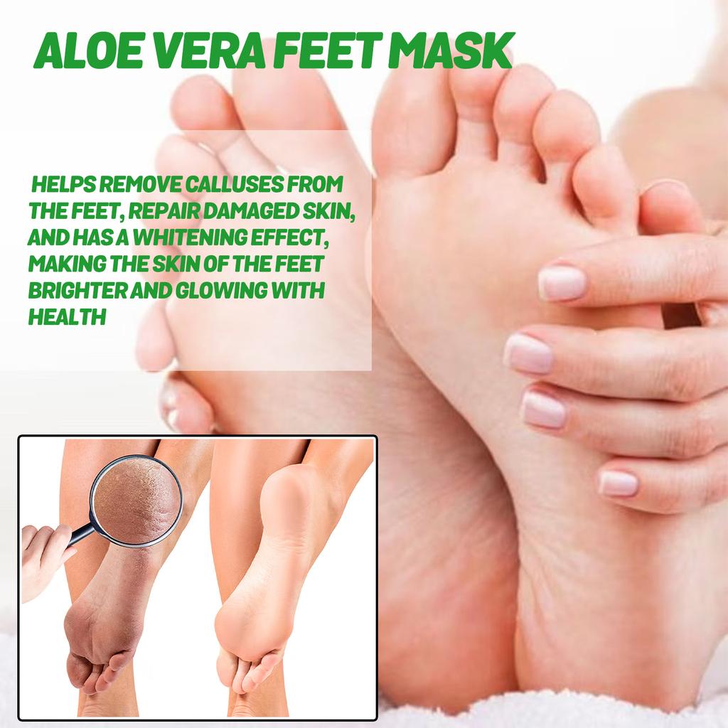 Aloe Vera Fußmaske Feuchtigkeitsspendende Peeling-Maske für trockene, rissige Füße, zur Erweichung von Hornhaut & Glättung rauer Haut