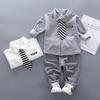 Traje de primavera para niño, conjunto de dos piezas de manga larga para niño pequeño, camisa con solapa, corbata, camisa Treasure, pantalones