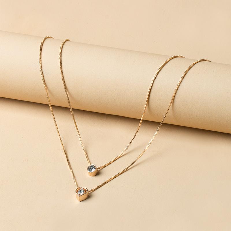 Alloy necklace wholesale European and American popular jewelry fashion multi-layer love water drop pendant retro women's collarbone chain