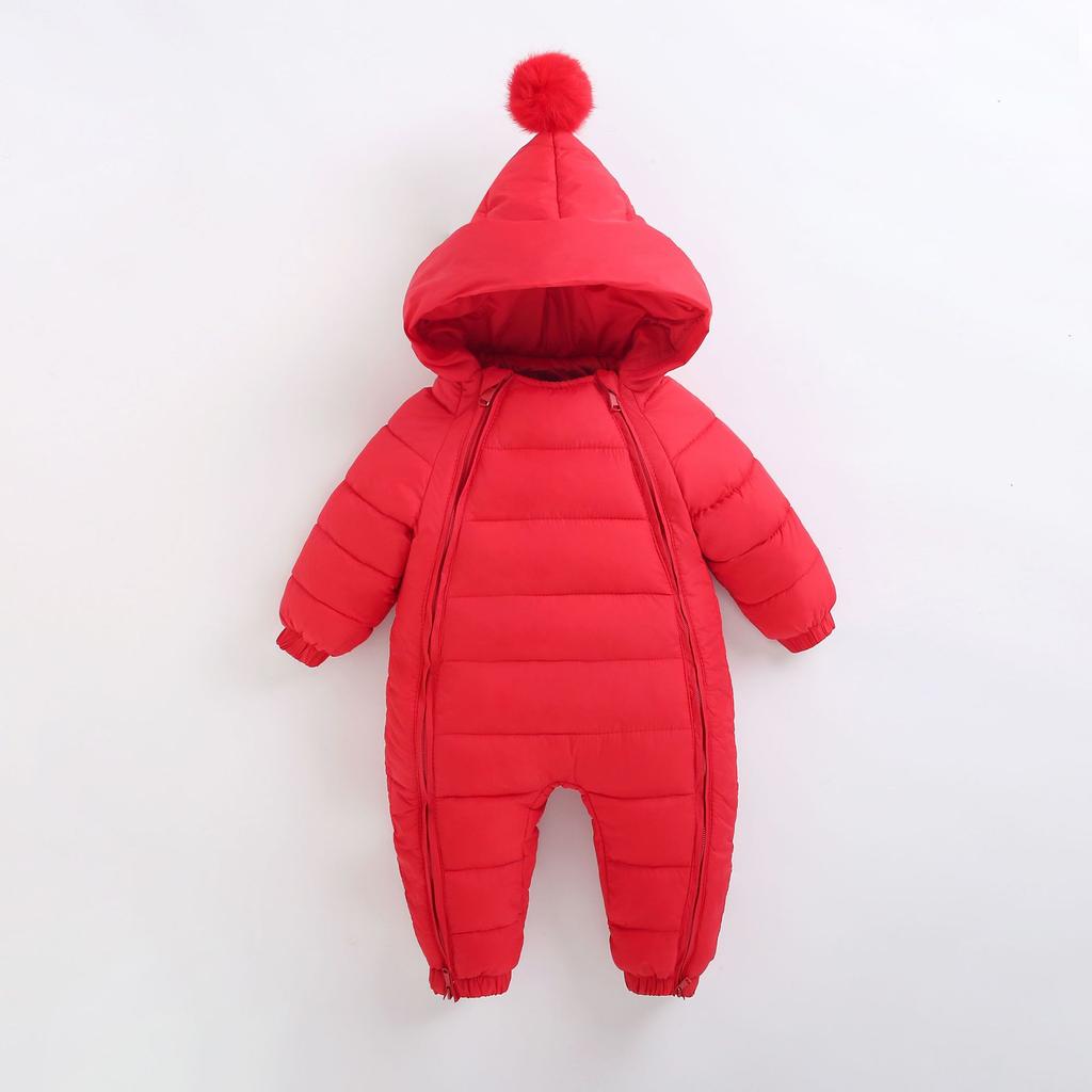 Baby Jumpsuit Winter Plush Thick Hooded Down Climbing Suit  Babies Clothes Cotton Jacket