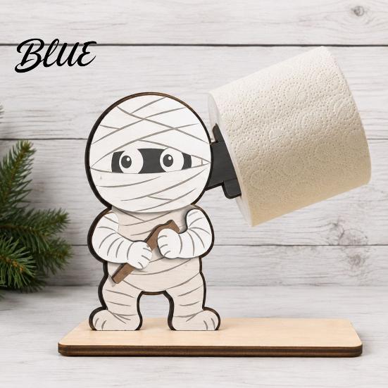 Black Cat Holiday Gift 2Pcs Halloween Paper Towel Holder, Cartoon Animal Tabletop Roll Dispenser, Wooden Desktop Tissue Dispenser Stand for