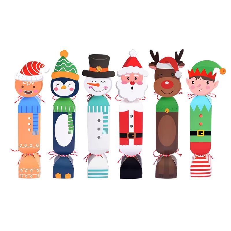 Різдвяна подарункова коробка для пакування подарунків, подарункові пакети, мультяшний дизайн, DIY 3D дизайн, товари для вечірок, для упаковки цукерок, креативні, 24 шт./набір