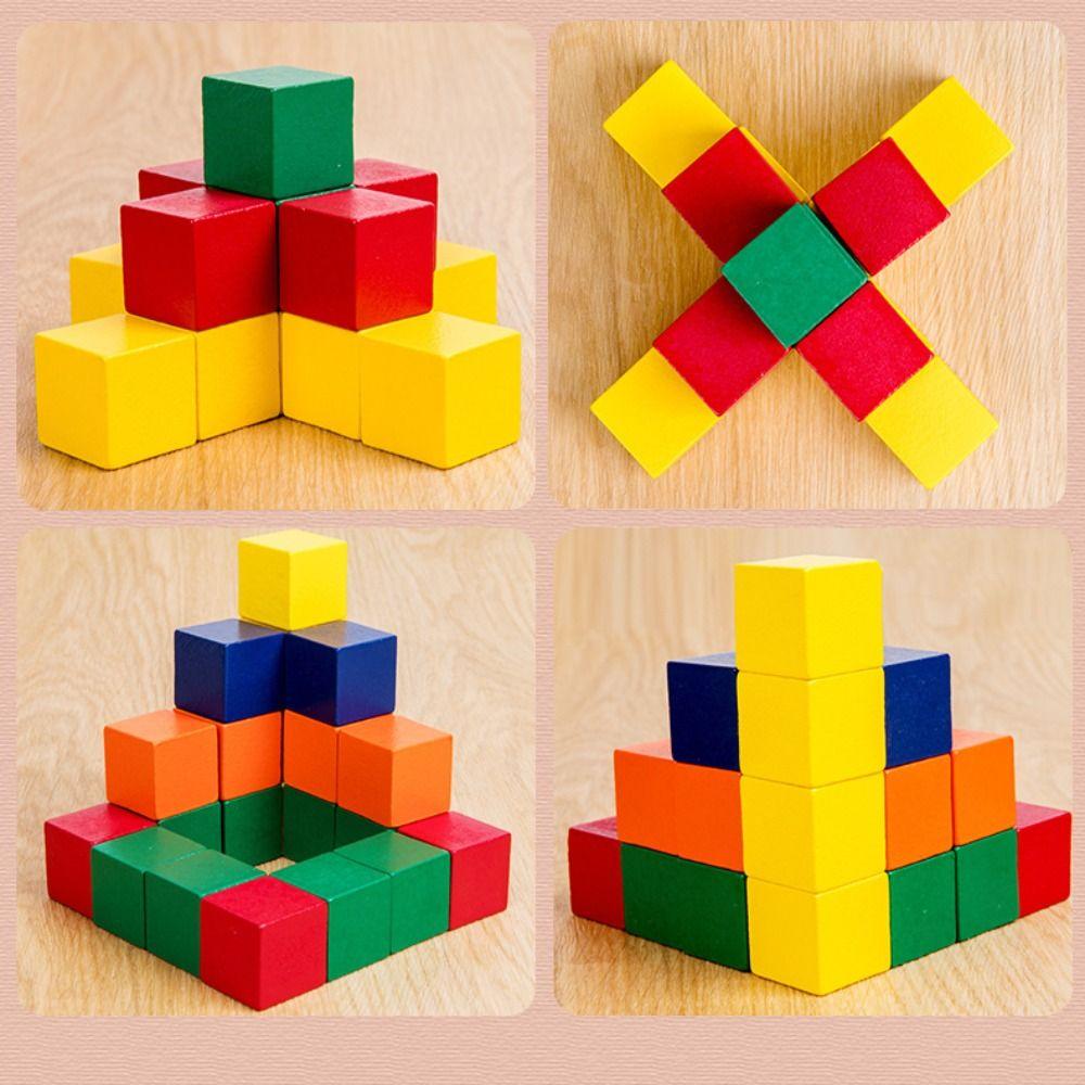 A Box Poratable Wooden Puzzle Creative Three-Dimensional Toy Cube Block Toy  Educational Use