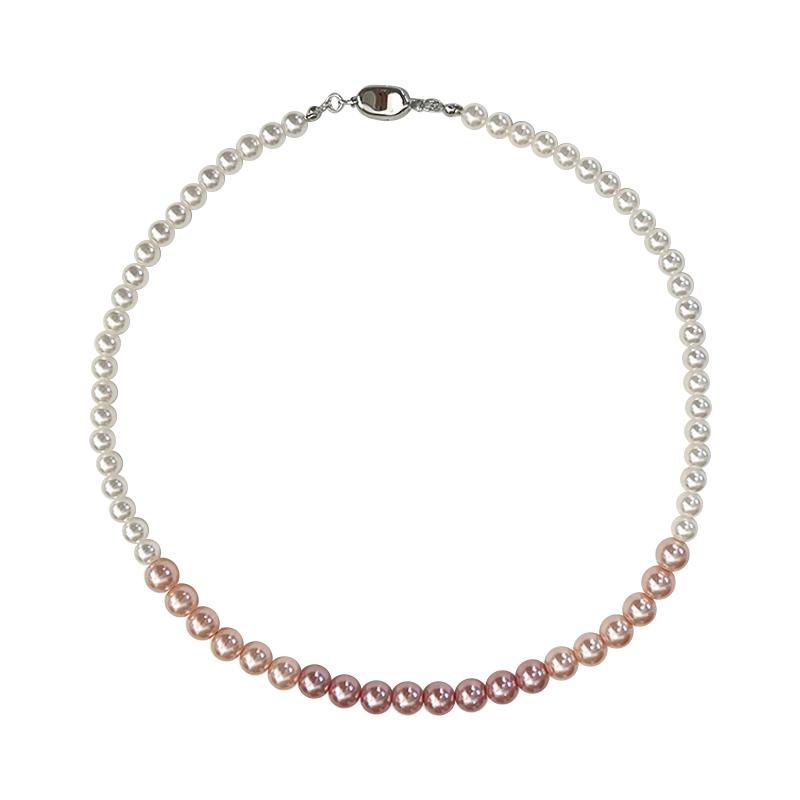 Design Gradient Pink Pearl Necklace For Girls' Sweet Accessories Party Luxurious Jewelry Sexy Collarbone Chain For Womens