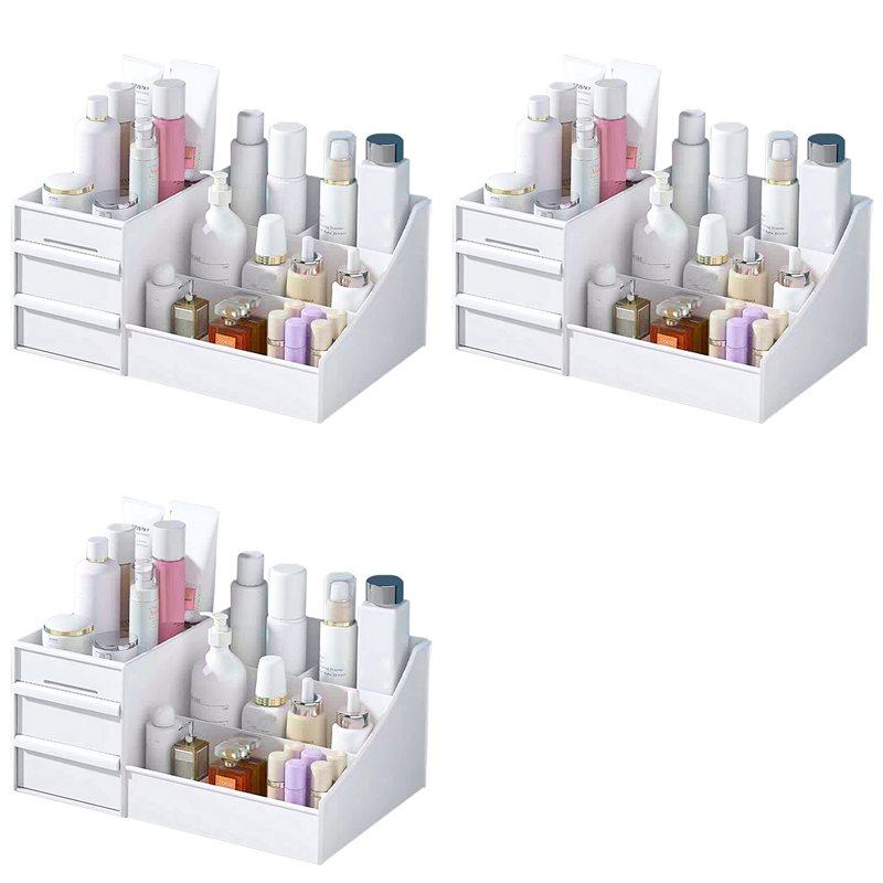 Premium-3X Makeup Organizer,Skincare Organizers On Countertop, Cosmetic Storage Organizer Fits Skincare, Lotions, Lipsticks A белый