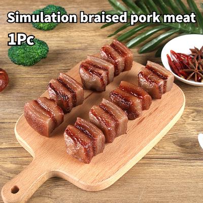 1Pc Artificial Foods Simulation Braised Pork Meat Product Model Fake Pork Belly Three-layer Meat Dongpo Meat Pork Kid Toys
