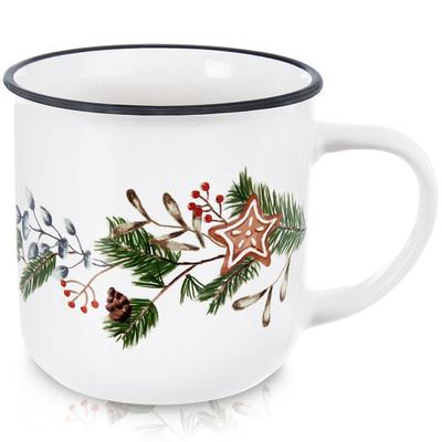 Kubek Ceramiczny Do Kawy Herbaty Ziół Napojów Zimowy Świąteczny 330 Ml