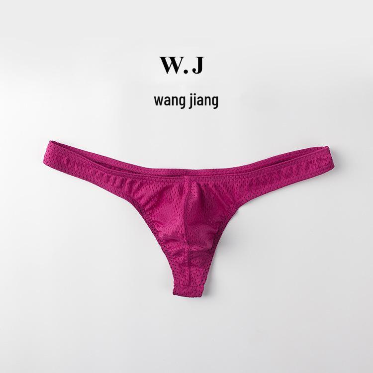 Men's Sexy Low-Rise Nylon Ice Silk Mesh Thong T-Back Underwear
