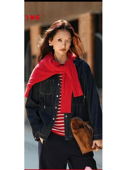 Eco-friendly Women s Hooded Drawstring Waist Short Denim Jacket - Spring/Summer Collection S