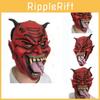 Exquisite Red Horned Mask With Long Tongue And Spikes Ideal For Halloween Celebrations