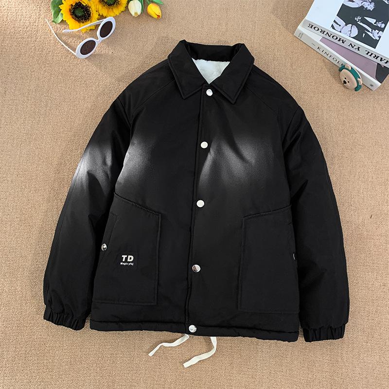 

Флис и более толстая зимняя теплая хлопковая одежда свободная американская ретро-куртка-бомбер для мужчин 3XL