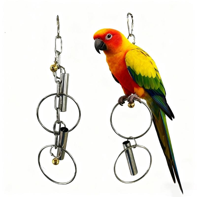 Stainless Steel Bird Swing Toy For Small Parrots Safe Chewable Chain Perch With Metal Materials