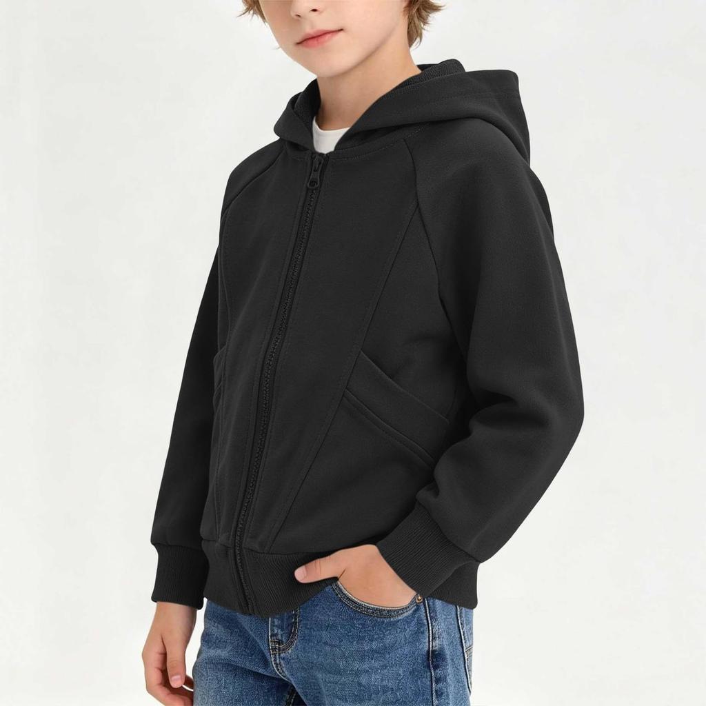 Kids Zip Up Hoodie for Boys Girls, Color Long Sleeve Hooded Sweatshirt with Pockets, Loose Fit Casual Jacket