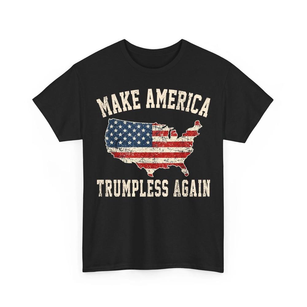 Make America Trumpless Again Shirt Political Protest American Flag Vintage Tee Unisex T-Shirt S