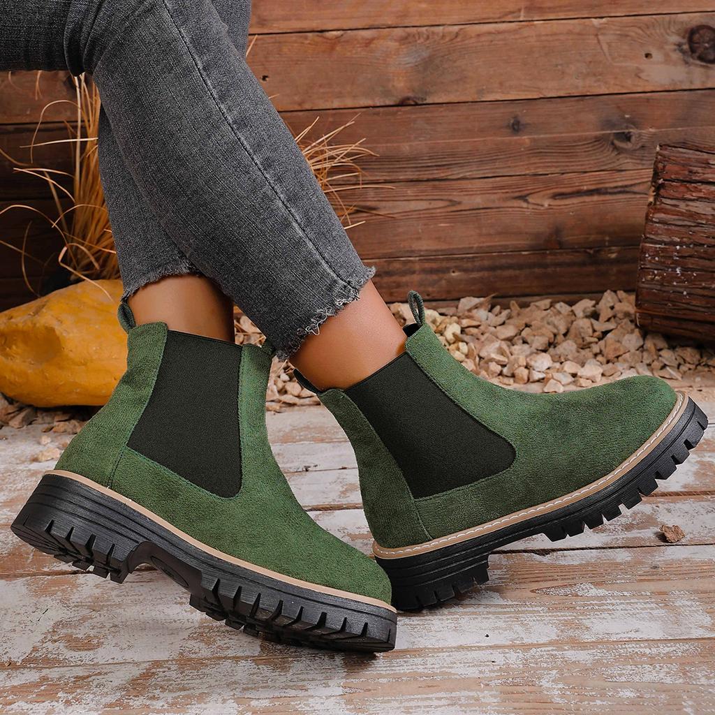 Fashion Women Ankle Boots Large Size One Kick Square Heel Round Toe Daily Shoes Women Short Boots Leisure Bo