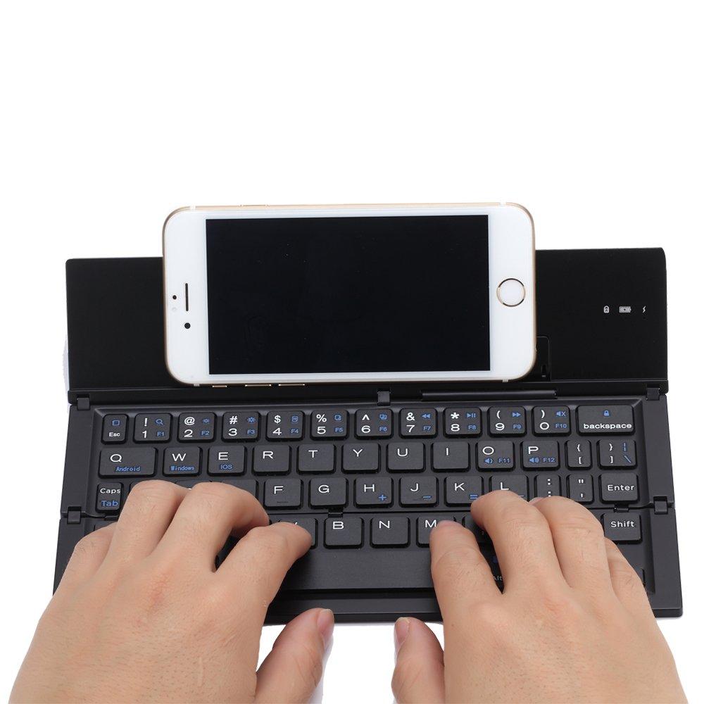 

Portable Foldable Wireless Bluetooth-compatible 3.0 Keypad with Stand for Windows/iOS/Android Tablet and Smartphone A